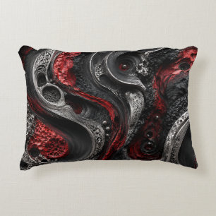 Rotes und schwarzes abstraktes Geode-Kissen - Mode Dekokissen