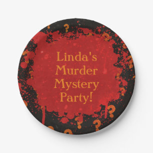 Rotes und schwarzes blutiges Murden-Mystery-Party Pappteller