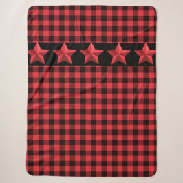 Rotes und Schwarzes Buffalo Kariert mit Roten Ster Sherpadecke