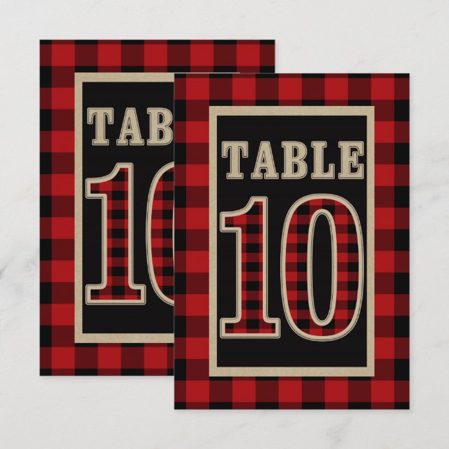 Rotes und Schwarzes Buffalo Kariert Rustikale Tisc Einladung (Vorne/Hinten)