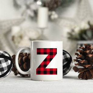 Rotes und schwarzes Büffel-Karo-Plaid fett gedruck Kaffeetasse