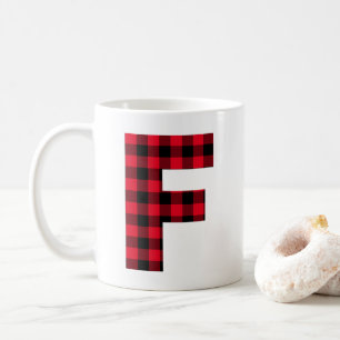 Rotes und schwarzes Büffelkaromuster mit fettem An Kaffeetasse