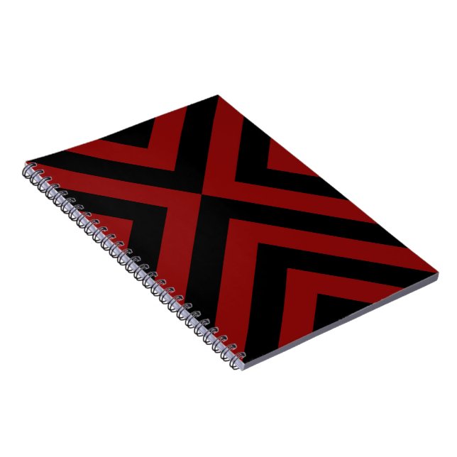 Rotes und schwarzes Chevronen-Notebook Notizblock (Rechte Seite)