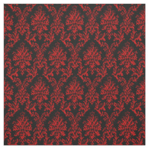 Rotes und schwarzes Damast-Druck-Gewebe Stoff