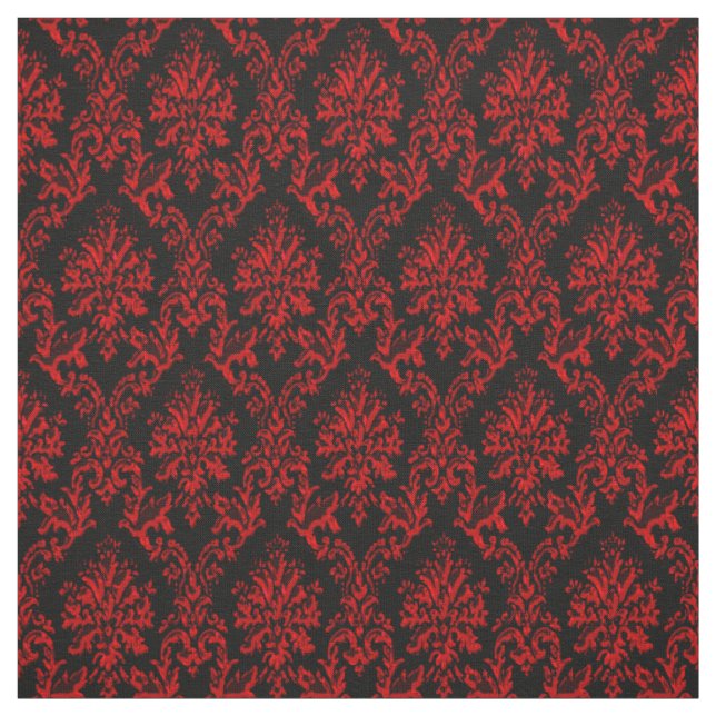 Rotes und schwarzes Damast-Druck-Gewebe Stoff (Muster)