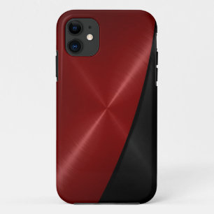Rotes und schwarzes Edelstahl-Metall iPhone 11 Hülle