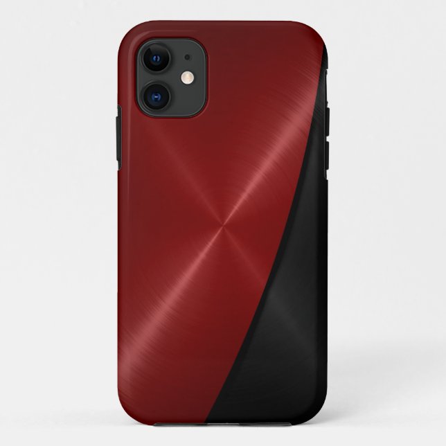 Rotes und schwarzes Edelstahl-Metall Case-Mate iPhone Hülle (Rückseite)