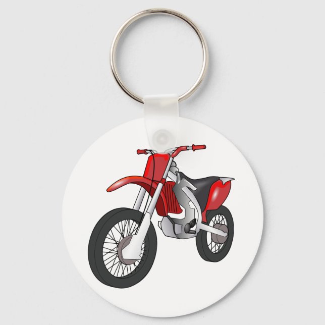 Rotes und schwarzes Geländewagen/Enduro-Motorrad Schlüsselanhänger (Vorderseite)