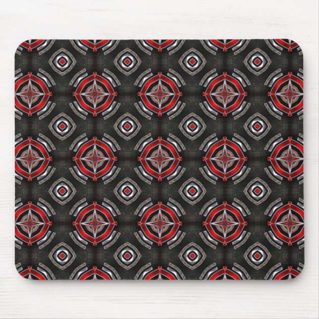 Rotes und Schwarzes geometrisches Muster Mousepad (Vorne)