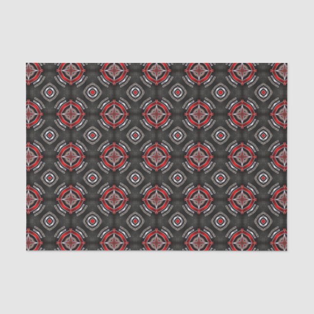 Rotes und Schwarzes geometrisches Muster Seidenpapier (Vorderseite)