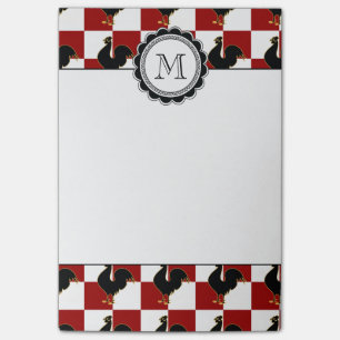 Rotes und schwarzes Hahn-Huhn-Muster Post-it Klebezettel