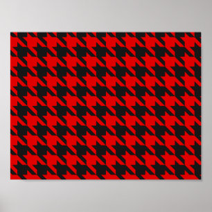Rotes und schwarzes Hahnentrittmuster-Muster Poster