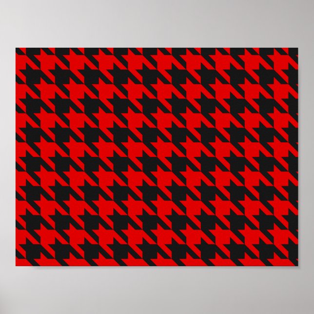 Rotes und Schwarzes Hahnentrittmuster Poster (Vorne)