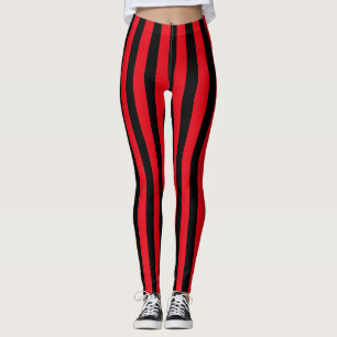 Rotes und schwarzes Halloween-Streifen Piratenkost Leggings