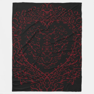 Rotes und schwarzes Herz-gotische Hochzeits-Decke Fleecedecke