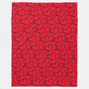 Rotes und schwarzes Herz große Sherpa-Decke Fleecedecke