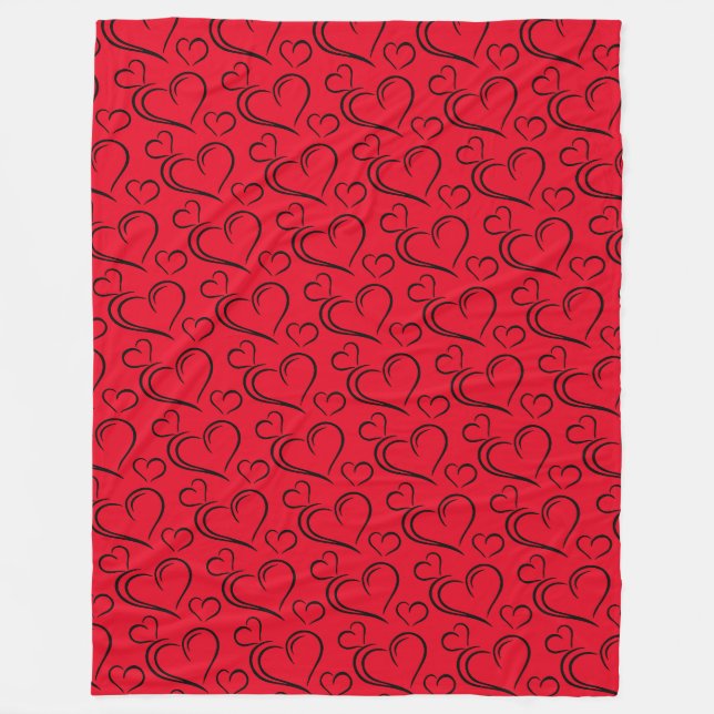 Rotes und schwarzes Herz große Sherpa-Decke Fleecedecke (Vorderseite)