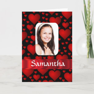 Rotes und schwarzes Herz personalisiertes Foto Karte