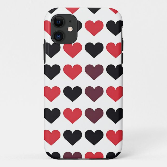 Rotes und schwarzes Herzmuster Case-Mate iPhone Hülle (Rückseite)
