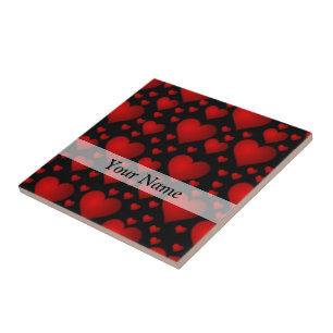 Rotes und schwarzes Herzmuster Fliese
