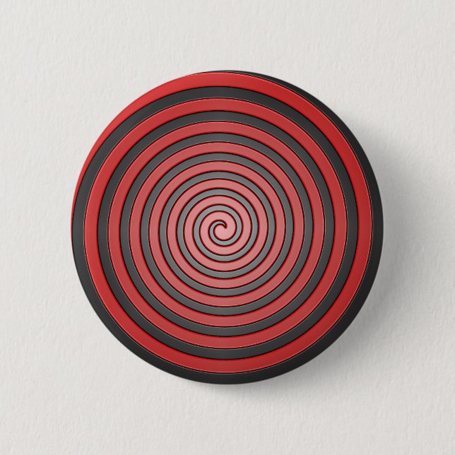 Rotes und schwarzes hypnotisches gewundenes Button (Vorderseite)