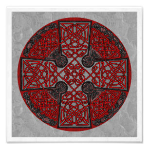 Rotes und schwarzes keltisches Kreuz-Medaillon Fotodruck