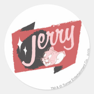 Rotes und schwarzes Logo Jerry Runder Aufkleber