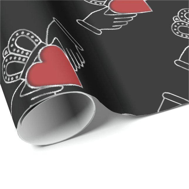 Rotes und schwarzes Pattern-Papier Geschenkpapier (Rolleneckpunkt)