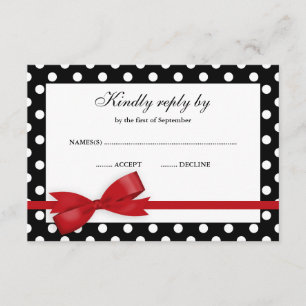 Rotes und schwarzes Polka-Punkt-Bogen UAWG RSVP Karte
