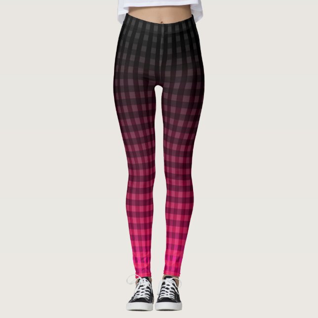 Rotes und schwarzes Prüfmuster Leggings (Vorderseite)
