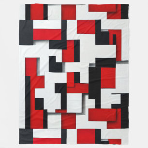 Rotes und schwarzes Quadrat mit weißem Hintergrund Fleecedecke