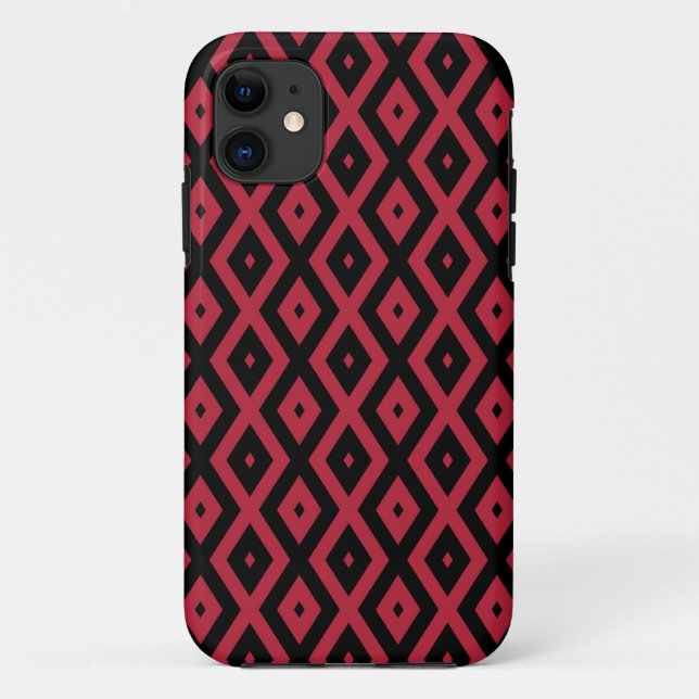 Rotes und schwarzes Rautenmuster Case-Mate iPhone Hülle (Rückseite)