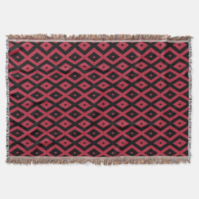 Rotes und schwarzes Rautenmuster Decke (Vorderseite)
