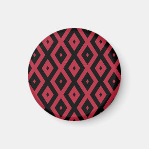 Rotes und schwarzes Rautenmuster Magnet
