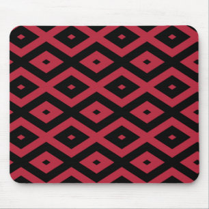 Rotes und schwarzes Rautenmuster Mousepad