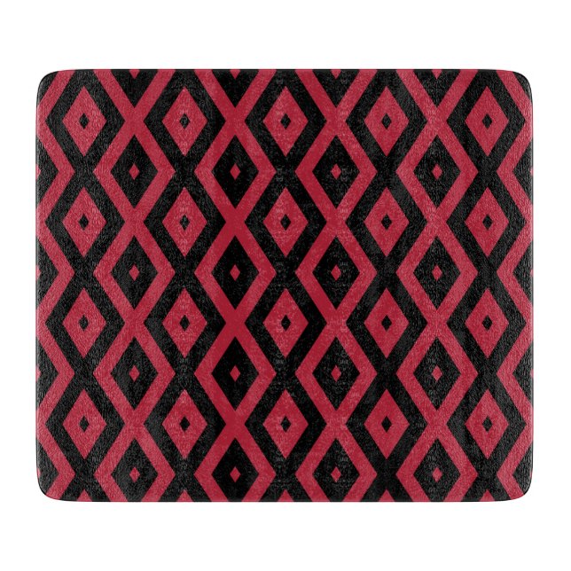 Rotes und schwarzes Rautenmuster Schneidebrett (Vorderseite)