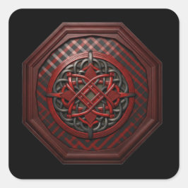 Rotes und schwarzes Schachbrett-Keltischer Knoten Quadratischer Aufkleber