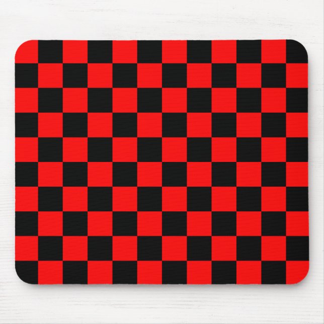 Rotes und schwarzes Schachbrett-Muster Mousepad (Vorne)
