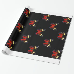 Rotes und schwarzes Schmetterlingsmuster Geschenkpapier