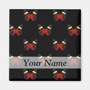 Rotes und schwarzes Schmetterlingsmuster Magnet