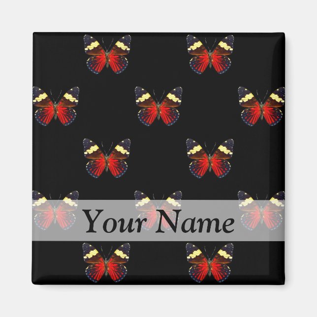 Rotes und schwarzes Schmetterlingsmuster Magnet (Vorne)