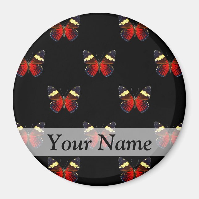 Rotes und schwarzes Schmetterlingsmuster Magnet (Vorne)
