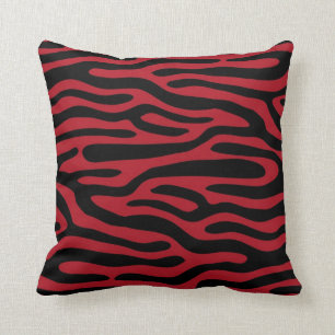 Rotes und schwarzes Stammes- Muster Kissen
