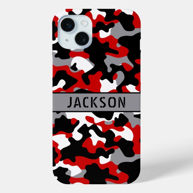 Rotes und schwarzes Tarnmuster personalisiert Case-Mate iPhone Hülle (Rückseite)