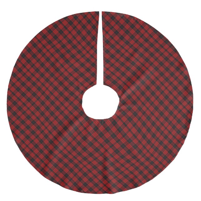 Rotes und schwarzes Tartan-Pinsel aus Polyester-Ba Polyester Weihnachtsbaumdecke (Vorderseite)