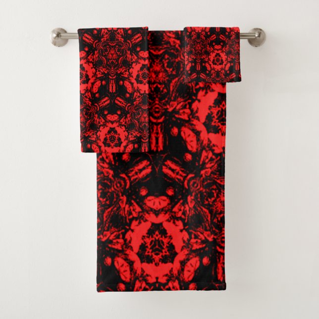 Rotes und schwarzes Tiefenblut Badhandtuch Set (Insitu)