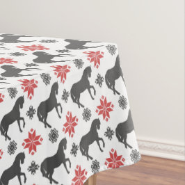 Rotes und schwarzes Weihnachtspferd Tischdecke