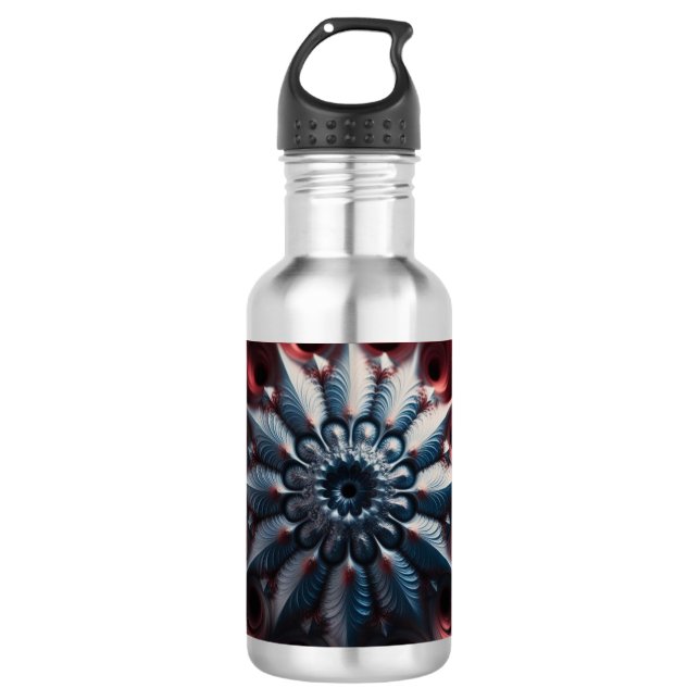Rotes und Silberes Juliabrot-Fraktal Edelstahlflasche (Vorderseite)