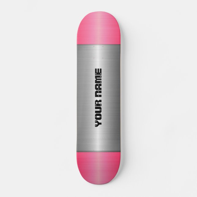 Rotes und silbernes Edelstahlmetall Skateboard (Vorderseite)