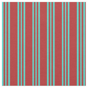 Rotes und türkisfarbenes Streifen-/Linienmuster Stoff